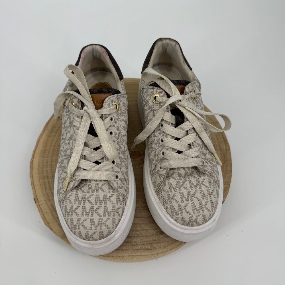 Michael Micheal Kors Romey Two Tone Logo Platform Sneakers Size 7.5